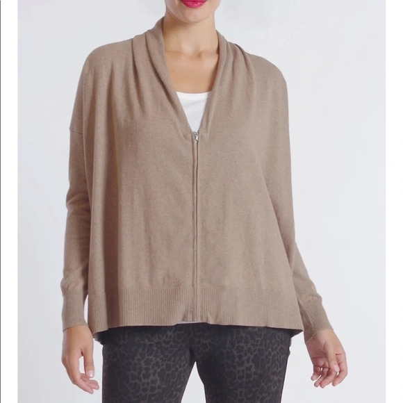 Peace of Cloth Medium Zip Front Boxy Sweater Pocket Cardigan Walnut Brown Cotton - Picture 2 of 13